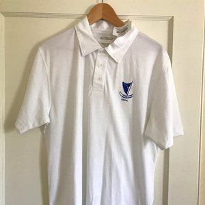 Crazy Shirts, Short sleeve polo, Large, White, with Blue embrodery
